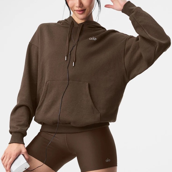 ALO Yoga Tops - ALO Yoga Accolade Hoodie in Espesso